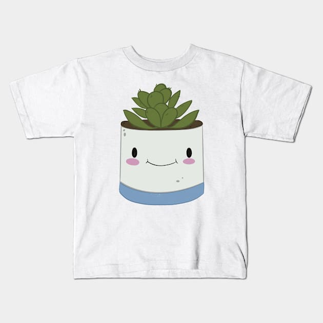 Happy Succulent Kids T-Shirt by anniekinarts